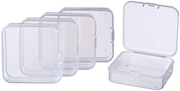 BENECREAT 18 Pack contenitori di plastica Trasparente per contenitori con Coperchio Pieghevole per Articoli, Pillole, Erbe, Perline Piccole, manualità di Gioielli e Altri Piccoli Oggetti 6.4x6.4x2cm