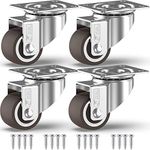 GBL 1" inch Small Caster Wheels + Screws - 90Lbs - Low Profile Castor Wheels with Brakes - Set of 4 No Floor Marks Silent Casters - Mini Wheels for Cart