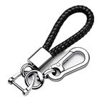 Tukellen for Leather Weave Keychain Suit for car Keychain Keyring Present for Man and Woman，Durable and Comfortable - black - S