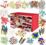 Kraftic Arts and Crafts Supplies Set for Kids Ages 4-8, Giftable Art Box with 20 Drawers Filled with Assorted DIY Craft Supplies for Toddlers, School Projects, and Homeschool