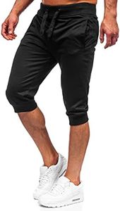 BOLF Hombre Pantalón Corto Deportivos de Algodón Shorts Básicos Pantalón Corto de Fitness Print Entrenamiento Gimnasio Deporte Outdoor Ocio Estilo Deportivo K10002 Negro XL [7G7]