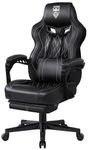 Vonesse Gaming Chair with Footrest, Reclining Gamer Chair with Massage, Ergonomic Computer Chair Big and Tall, Game Chair for Adults Heavy People (Classic Black)