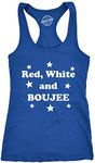 Womens Red White and Boujee Funny Shirts Workout Sleeveless Ladies Fitness Tank Top Funny Racerback Tank Patriotic Tank Top for Women Funny Fitness Tank Royal L