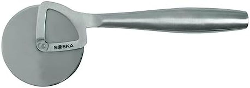 Boska Stainless Steel Pizza Cutter - Copenhagen Multifunctional Pizza Wheel Cutter - Handheld Food Slicer - Silver Non-Stick Adjustable Roller - Dishwasher Safe - for Kitchen Cooking
