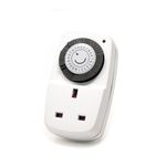 Defender Mini 24 Hour Segment Timer Switch - Energy Saver Timer Standard Size - Hour Plug-in Timer Socket Set - 240v 3 Pin Plug with Programmable Time Controller