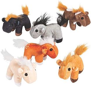 Fun Express Plush Realistic Horses (1 Dozen) Party Favors, Carnival Prizes, Toys, Plush Farm & Woodland, Stuffed Horses