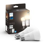 Philips Hue White 9.5W Equivalent 60W A19 Base E26 LED Smart Bulb, Dimmable, Bluetooth & Zigbee Compatible, Voice Activated with Alexa & Google Assistant, 2-Pack (571273)