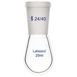 Labasics Borosilicate Glass Single Neck Recovery Flask Rotary Evaporator Flask, with 24/40 Outer Joint, 25 ml