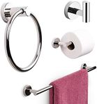 MARMOLUX ACC Bathroom Hardware Set Towel Racks 4 Pieces Hand Towel Ring Holder-Toilet Paper Holder-Towel Hook-Towel Bar Heavy Duty Wall Mount Bathroom Accessories SUS 304 Stainless Steel Mirror Finish