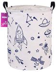 INGHUA Laundry Hamper Large Canvas Fabric Lightweight Storage Basket/Toy Organizer/Dirty Clothes Collapsible Waterproof for College Dorms, Boys and Girls Bedroom,Bathroom(Spaceships)