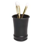 iDesign Olivia Metal Tumbler, Makeup Brush Holder and Toothbrush Cup for Bathroom, Countertop, Desk, Dorm, College, and Vanity - Matte Black