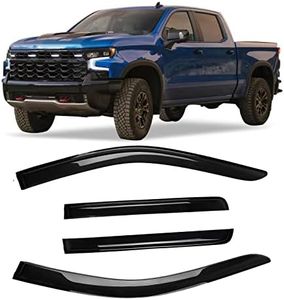 Kinwrdsn Tape-On Rain Guards Window Visor Compatible with 2019-2024 Chevy Silverado 1500 & GMC Sierra 1500 Crew Cab Pickup Truck Window Vent Deflector Visors 4 Pcs