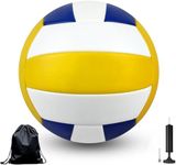 HolyElks Volleyball, Girls Volley Ball for Outdoor or Beach Play, Soft Volleyball Official Size 5 with Pump Needles, Beach Volley Ball for Kids Teens Adults Beginners (Yellow, Blue, White)