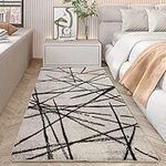 Leesentec Area Rugs Soft Modern Rug Carpet Geometric Stripe Rug Non Slip Imitation Cashmere Rug for Bedroom Living Room Floor Mat (2.6 feet x 3.9 feet, Stripe)