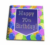 3dRose db_173074_2 Balloons with Purple Banner Happy 70Th Birthday-Memory Book, 12 by 12-Inch