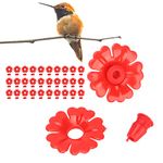 Hummingbird Feeder Parts, 30 Set Hummingbird Feeders Replacement Flowers Hanging Bird Feeding Ports Replacement Parts Garden Supplies Accessories for Hummingbird Feeder Hanging Feeder, Red