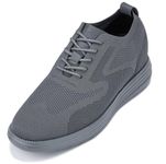 CALTO Men's Invisible Height Increasing Elevator Casual Shoes - Iron/Dark Grey Sole Ultra Light-Weight Lace-up Knitted Casual Sneakers - 2.8 Inches Taller - X2641 - Size 7.5 UK