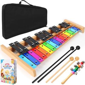lotmusic Glockenspiel Xylophone for Kids, 27 Note Instrument with Songbook
