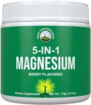 5-in-1 Magnesium Powder Drink for Women & Men. Magnesium Glycinate + Citrate + Malate + Chelate + Taurate. Great Tasting Vegan Magnesium Supplement for Muscle Relaxation, Sleep, Cramps. Berry Flavor