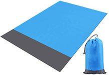 SANPEXA Beach Blankets, Picnic Blankets, Picnic Mat, Beach Mat, Sand Free Waterproof Family Picnic Pad Pocket Fast Drying Oversize Portable Soft Lightweight (Blue, 83 x 79 in)