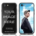 ANG Personalised Custom Apple iPhone 6 6s Case, Customised Anti-Scratch Glass Back Soft TPU Edge Cases with Photo Image Text Picture Design Your Own Phone Covers (iPhone 6)