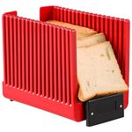 Geedel Foldable Bread Slicer Guide, Campact Bread Slicing Cutter, Easy to Use Loaf Slicer, Great for Bread Machine, Loaf, Toast, Red