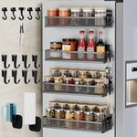 Magnetic Spice Rack for Refrigerator, 19 PACKS Powerful Magnetic Shelf 13lbs, Movable Magnetic Shelf for Refrigerator Kitchen Organization -2 Paper Towel Holder, 5 Magnetic Hooks, 8 Removable Hooks