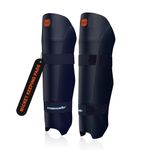 moonwalkr Cricket Keeping Shin Guards Wicket Keeper Pads Protective Gear for Keeper's Height (5'4" - 6'6") Cricket Wicket Keeping Pads Super Slim Gear Comes with a 3-inch Strap (Blue, Adult)