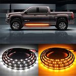 OPL5 2PCs Truck LED Running Board Lights Sequential Amber Side Marker Light 70 Inch Emergency Extended Crew Cab 216 LEDs Waterproof Flexible Turn Signal Light Bar for Pickup Trucks Car (70in)