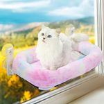 Cordless Cat Perch for Window,Foldable Cat Window Hammock with 4 Strong Suction Cups and Soft Bed,Embeded Machine Washable Padded Bed for Large Cats and Kittens