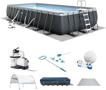 INTEX 26367EH 24'x12'x52" Ultra XTR Frame Outdoor Above Ground Swimming Pool Set with Sand Filter Pump, Ladder, Ground Cloth & Protective Canopy
