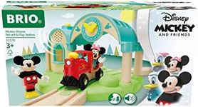 BRIO World Mickey and Minnie Mouse Toy Train Station for Kids Age 3 Years Up - Wooden Railway Set Add On Accessories