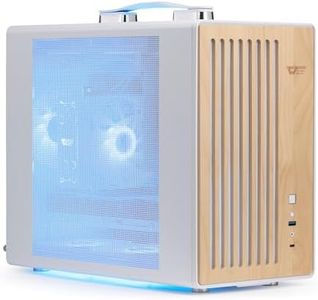 darkFlash Portable Micro-ATX PC Case with Handle, 1 ARGB PWM Fans, with Walnut Wood, Type-C, Support 240 AIO, H165mm Cooler, Simple Compact Desktop (WD200, White)