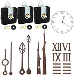 3 Set 22mm Shaft Clock Movement Mechanism with Hands and Numerals, CNYMANY Clock Repair Parts Replacement High Torque Long Shaft Clock Movement with 3 Pairs Hands & 1 Roman Numeral Scale