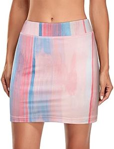 Kimmery Tennis Skirt Golf Skirts for Teen Girls High Waisted Lightweight Elastic Wide Waistband Skirt with 2-in-1 Layers Summer Sport Pickleball Basketball Golf Skort Pink Blue Stripes M