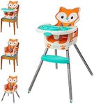 Infantino 4-in-1 Highchair - Space-Saving, Multi-Stage Booster and Toddler Chair with Multi-use Meal mat and Dishwasher-Safe Tray, in a Fox-Themed Design