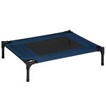 PawHut Dog Cat Puppy Pet Elevated Raised Cot Bed Portable Camping Basket – Blue (Medium)