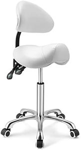 Kaleurrier Saddle Stool Rolling Swivel Height Adjustable with Wheels,Heavy Duty Anti-Fatigue Stool,Ergonomic Stool Chair for Lab,Clinic,Dentist,Salon,Massage,Office and Home Kitchen (With Back, White)