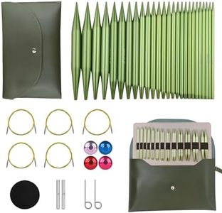 4-inch Knitting Needles Set, 13 Pairs Interchangeable Circular Knitting Needles Set Aluminum 3-10mm with 6 Cables, Knitting Accessories and Case, Green