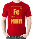 Witty Fashions Fe Man - Funny Iron Man - Nerdy Humor - Chemistry Superhero Novelty Men's T-Shirt (Red, X-Large)