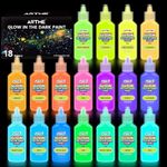 Artme Glow in The Dark Paint, 18 Bright Colors 22ml/0.75oz Blacklight Paint Set, Neon Craft Paint, Glow Fluorescent Acrylic Paints Perfect for DIY projects, Halloween and Christmas Decorations