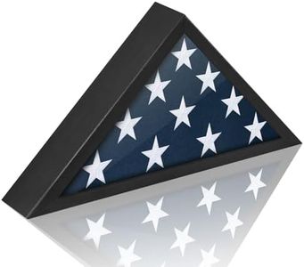 Meryndou Flag Display Case for 5x9.5 Burial Flag - Veteran Flag Display Box - Solid Wood - Military Memorial Shadow Box Frame for Wall or Tabletop - Black