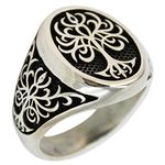 Tree of Life 925 Sterling Silver Turkish Jewelry Men Ring, Sterling Silver, Agate