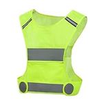 Juszt Active High Visibility Reflective Running Cycling Vest Outdoor Reflective Vest with Zipper Pockets (Yellow Small)