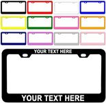 Custom License Plate Frame,Personalized 2 PCS Stainless Steel License Plate Holder,Customized Car License Plate Cover with Text