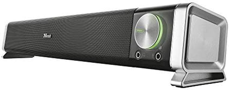 Trust Asto PC Soundbar, USB Powered Speaker Set, Rich Stereo Sound System 12 W Peak Power, Illuminated Volume Control, Speaker for PC, Monitor, TV - Black