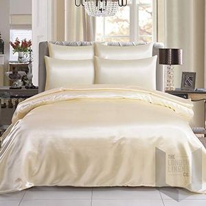 The London Linens Co.® Parure de lit 6 pièces en satin comprenant une housse de couette, un drap-housse et 4 taies d'oreiller (crème, king size)
