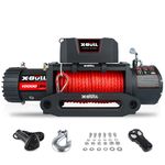 X-BULL New 10000lbs/4545KGS Super High Load Capacity Winch 12V Synthetic Rope Electric Winch with Hawse Fairlead Wireless Handheld Remote and Corded Control Recovery Towing Casr SUVs Trucks