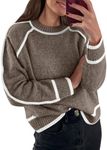 LILLUSORY Women's Chunky Oversized Sweaters Pullover Knit Trendy Outfits Color Block 2024 Winter Clothes Nutmeg L