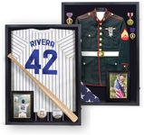 Flybold Shadow Box Frame for Military Uniform, Wedding Dress, Jersey with 92% Clear View & UV Protection. Air Force, Navy, Police, Medals & Memorabilia - 36x27in - XL Black